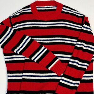Tularosa Red Striped Knit Sweater Crewneck Cozy Fall Medium